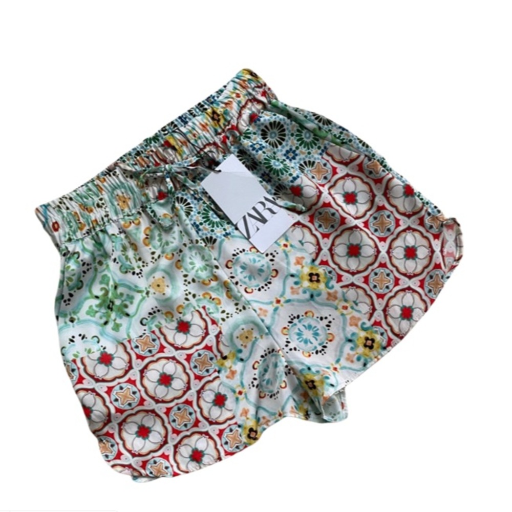 Zara silk drawstring shorts